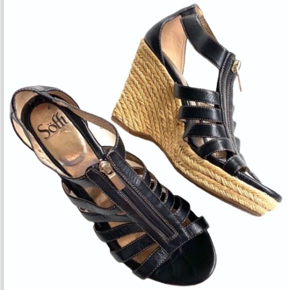 EUC Sofft leather wedge sandals - Picture 1 of 8